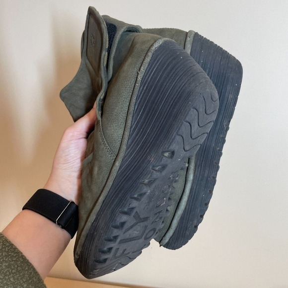 FLY London Bootie Boots Women's Size 39 Green Solid Ankle Wedge Heel Hook & Loop - Picture 9 of 10